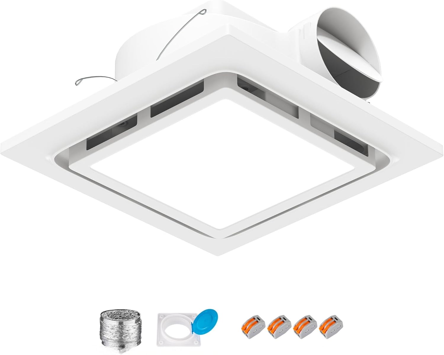 10 inch Panel Bathroom Exhaust Fan with Light,3CCT(3000K,4500K,6000K, 1200lm), 110 CFM Powerful Ventilation, Ultra Quiet 1.0 Sone Ceiling Ventilation Fan for Bath, Bedroom, Laundry, 8”x8”Mount