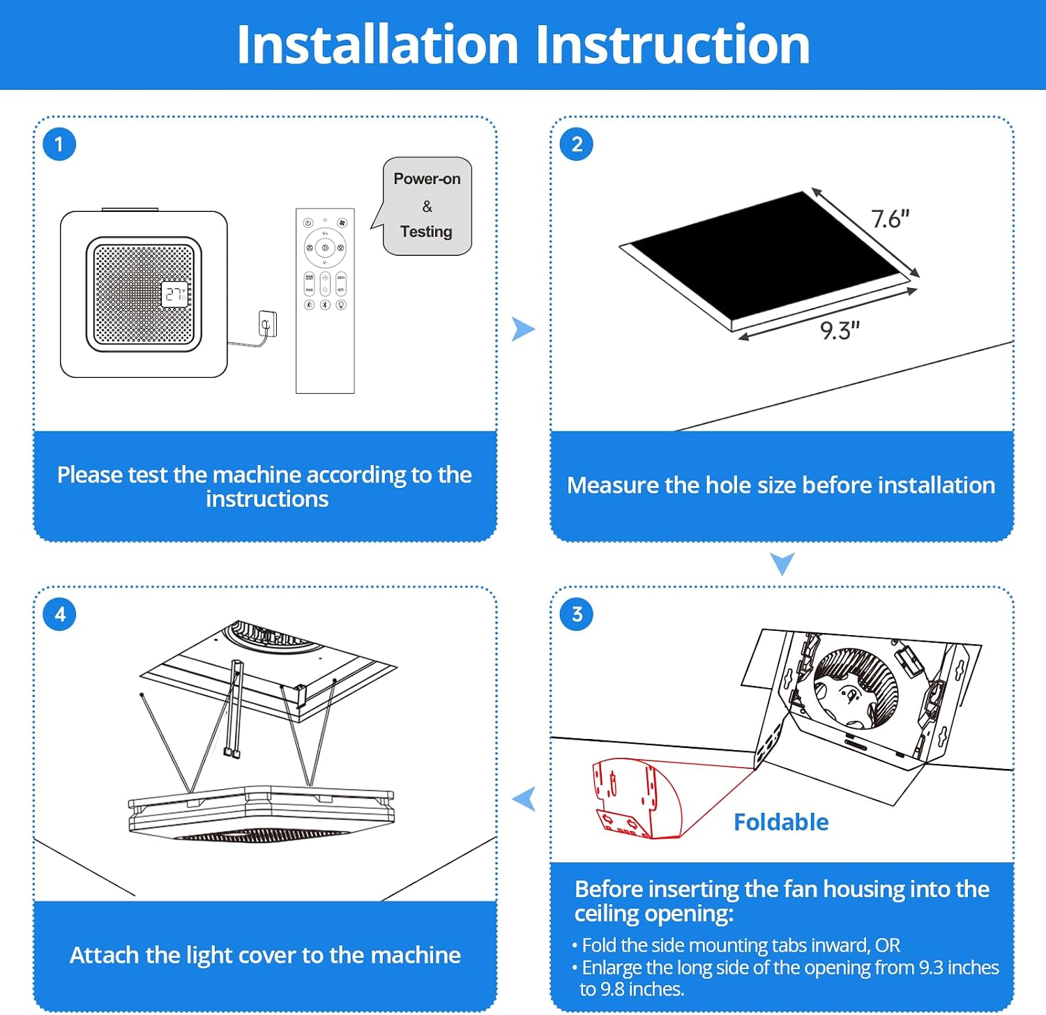 Hawkrown Bathroom Exhaust Fan with Bluetooth Speaker, 100 CFM 1.0 Sone Bathroom Exhaust Fan with Light, Dynamic Light, 7 LED Color, 3CCT Dimmable, Nightlight,Remote, Easy Install (White)