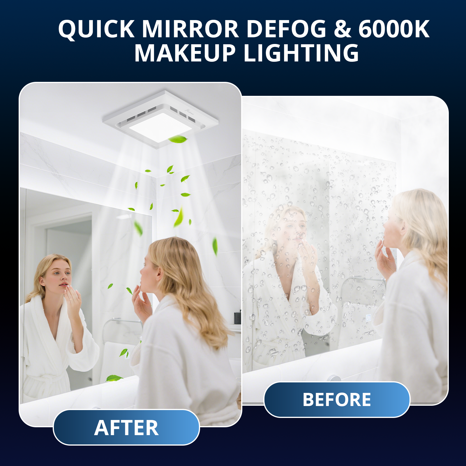 2-in-1 Bathroom Exhaust Fan with Light, 140 CFM Quiet Vent Fan, 6000K LED Light, Easy to Install, Exhaust Fans for Ceiling, Space Saving Bathroom Ventilation