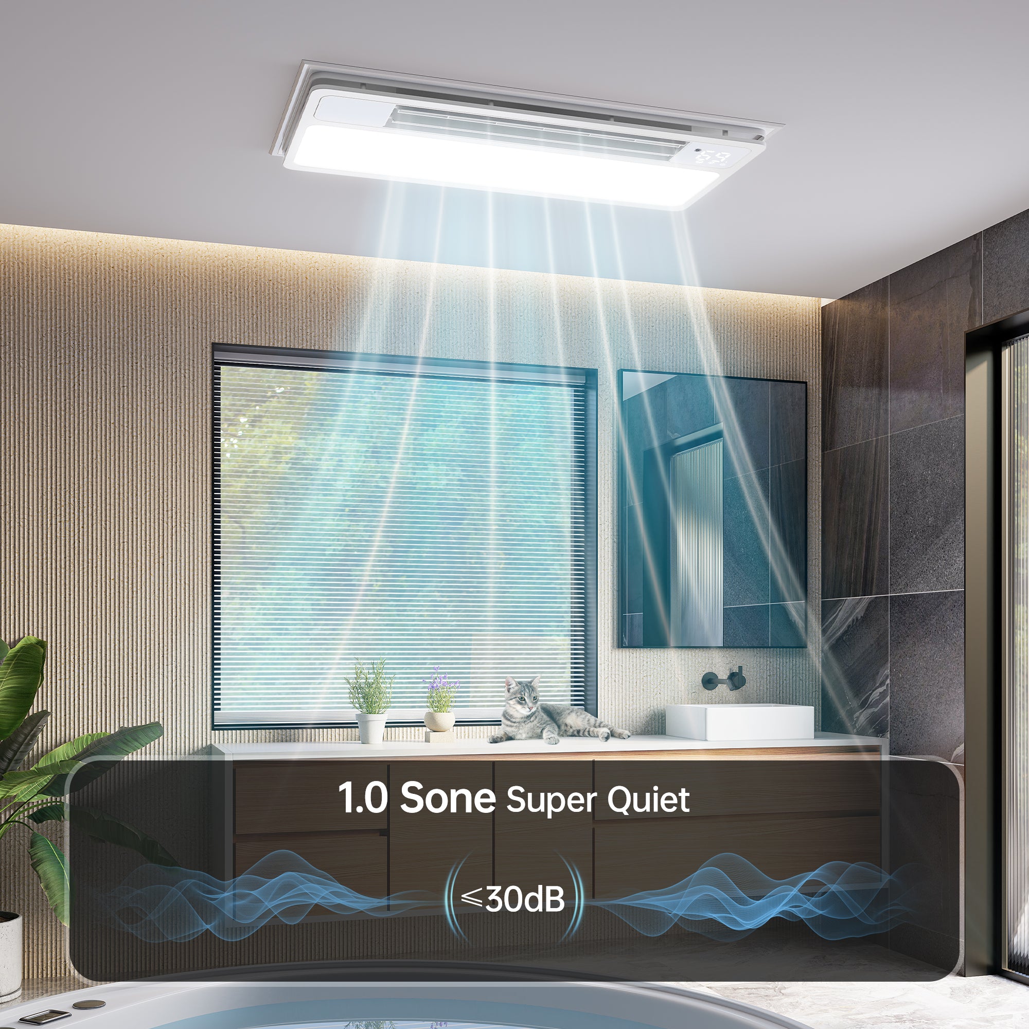 Ceiling Fans with Light and Remote Control, High Air Volume Cooling Fan with LED Temperature Display and Timer, Summer 1.0 Sone Quiet AC Vent for Bath, Attic, Kitchen (Rectangle 23.6")