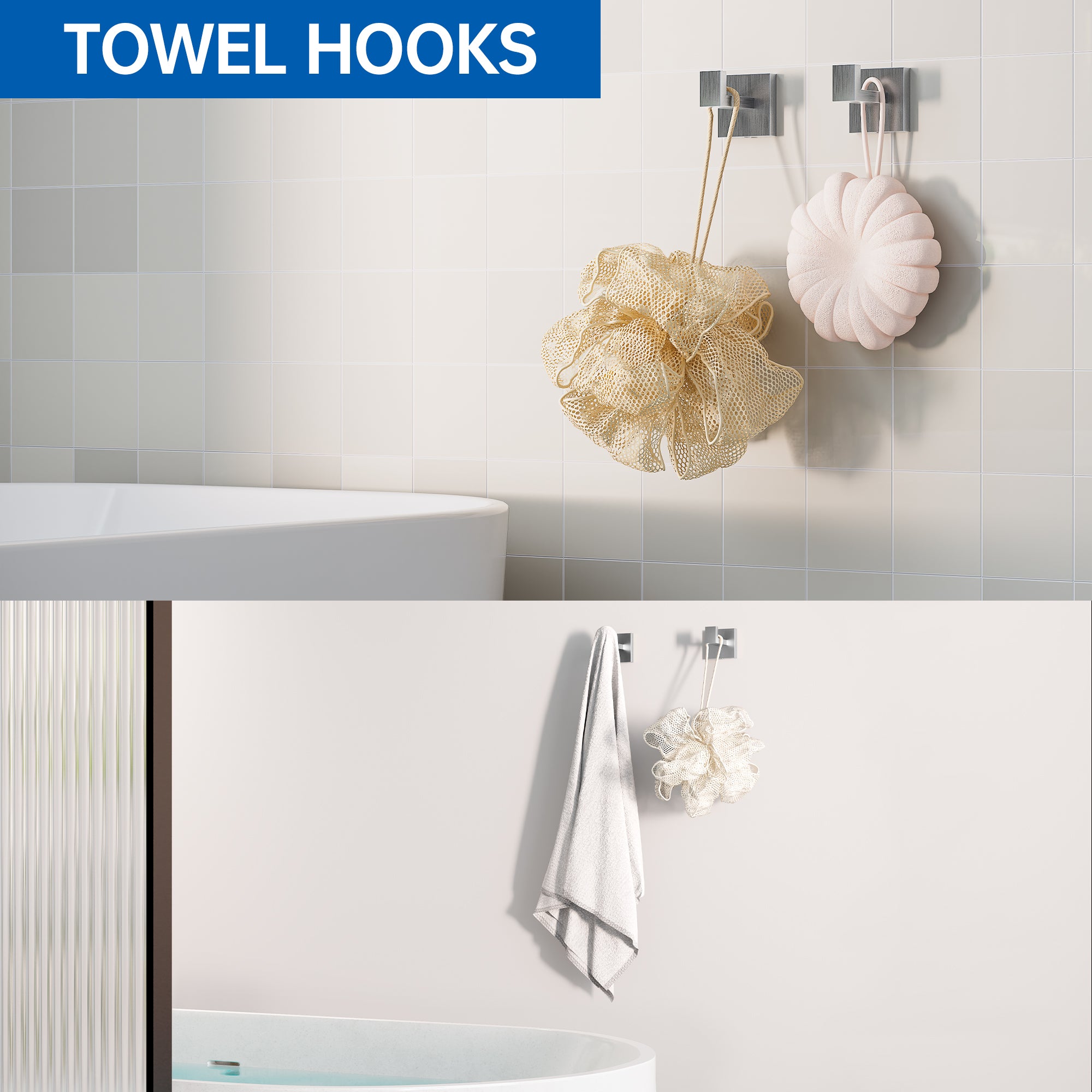 5-Piece Bathroom Hardware Accessories Set, 23.6 Inch SUS304 Stainless Steel Towel Bar Set, Wall Mounted Bathroom Towel Holders, Towel Hooks with Toilet Paper Holder (Brushed Nickel)