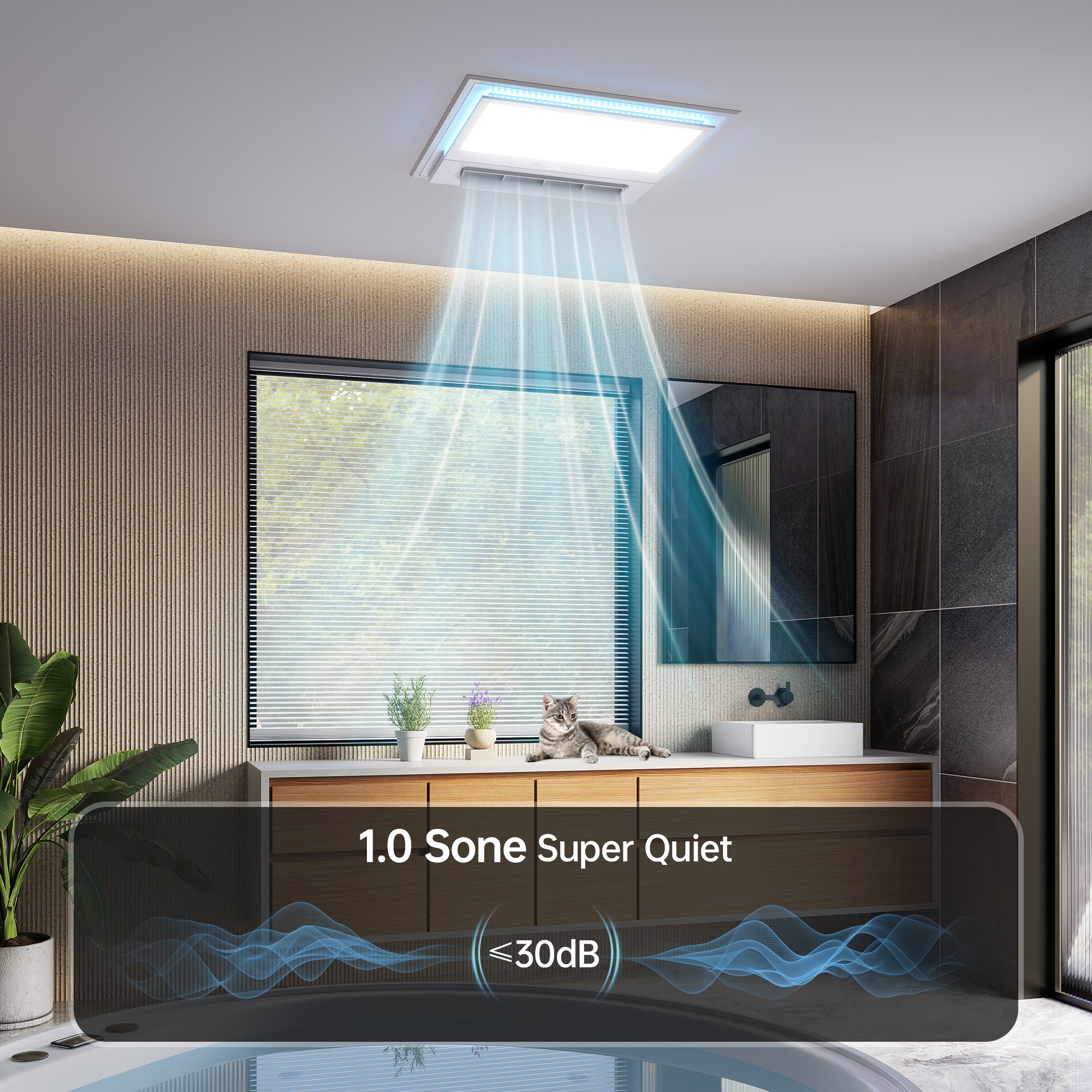 Ceiling Fans with Light and Remote Control, High Air Volume Cooling Fan with LED Temperature Display and Timer, Summer 1.0 Sone Quiet AC Vent for Bath, Attic, Kitchen (White)