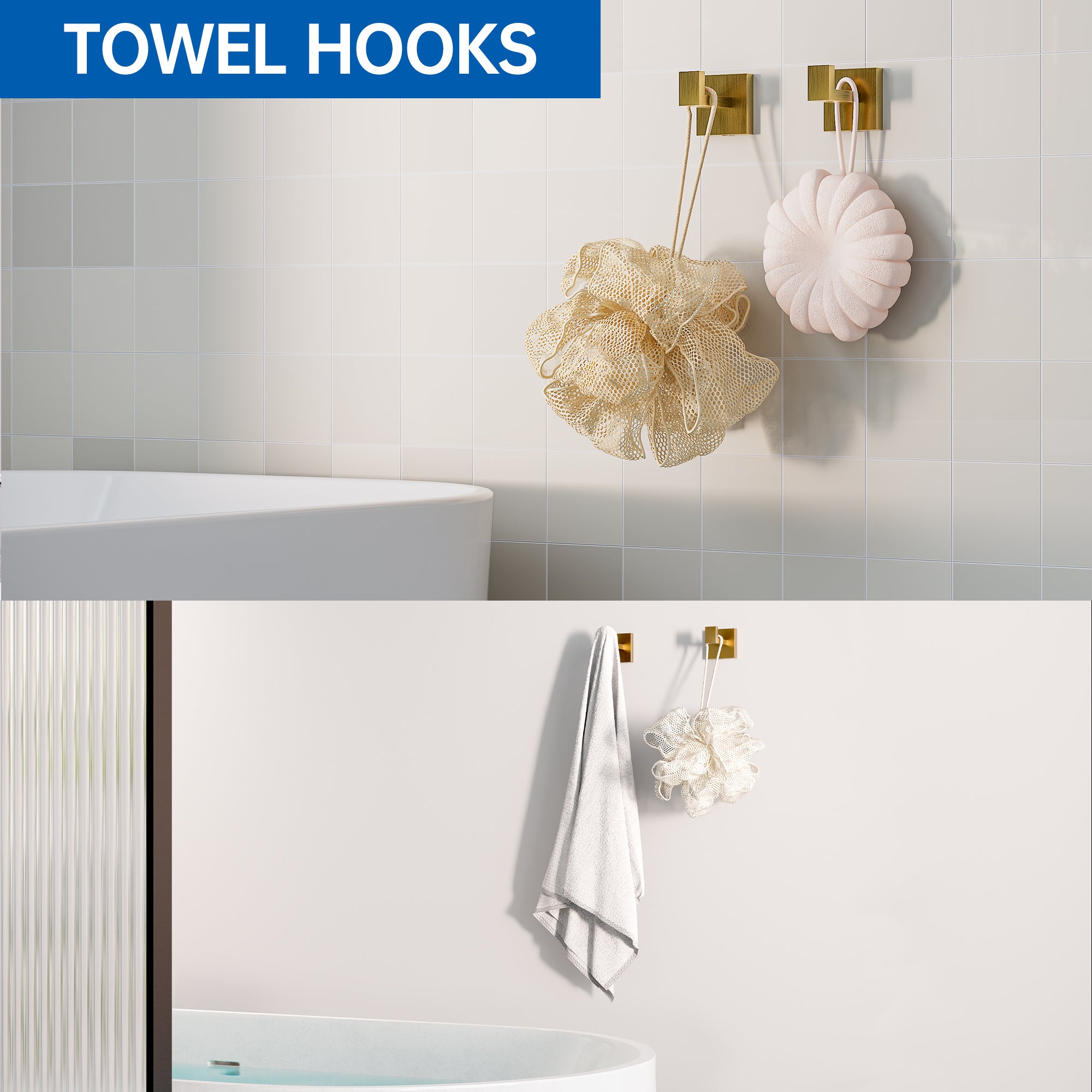 10-Piece Bathroom Hardware Accessories Set, 16 Inch SUS304 Stainless Steel Towel Bar Set, Wall Mounted Bathroom Towel Holders, Towel Hooks with Toilet Paper Holder (Brushed Gold)