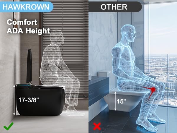 Black Smart Toilet with Bidet Built in, Built in Tank with Boost Pump Flush, Auto Open/Close Lid, Foot Sensor Operation, ADA Comfort Height and Heat Seat, Instant Warm Water and Dryer