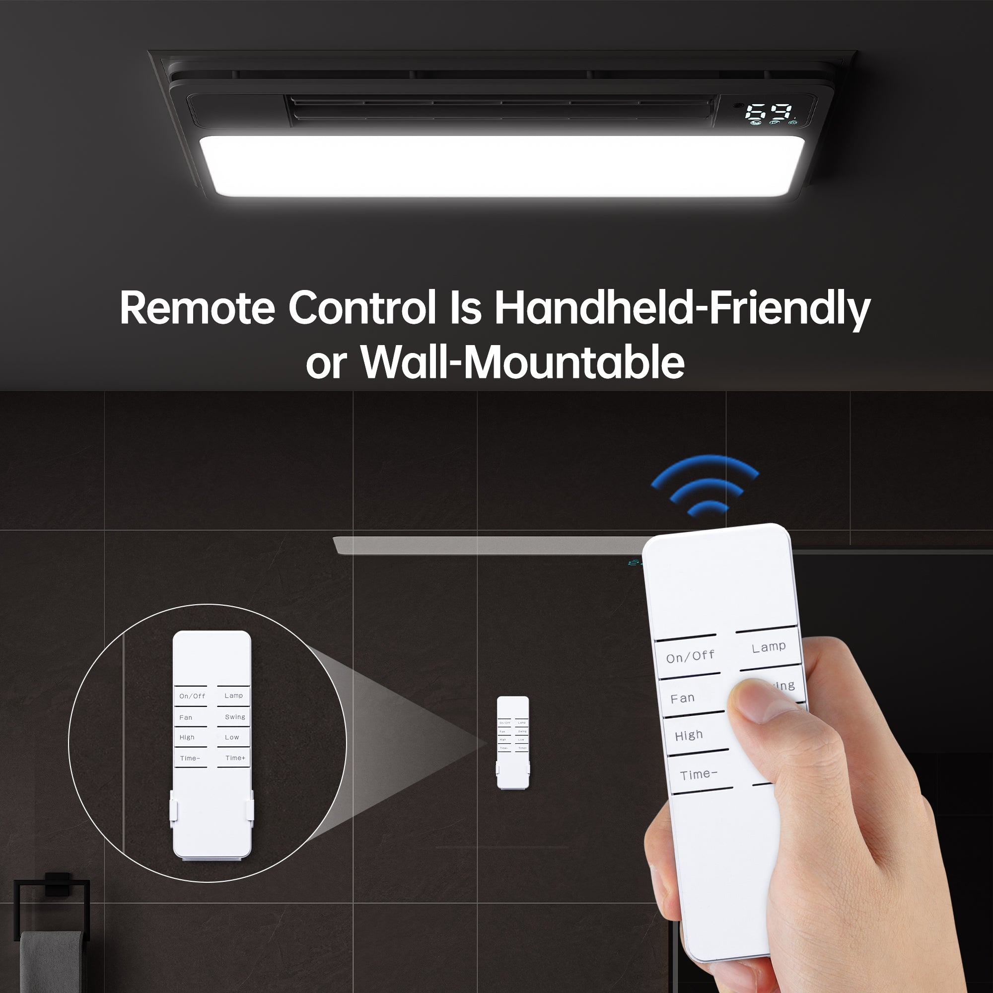 Ceiling Fans with Light and Remote Control, High Air Volume Cooling Fan with LED Temperature Display and Timer, Summer 1.0 Sone Quiet AC Vent for Bath, Attic, Kitchen (Rectangle 23.6")