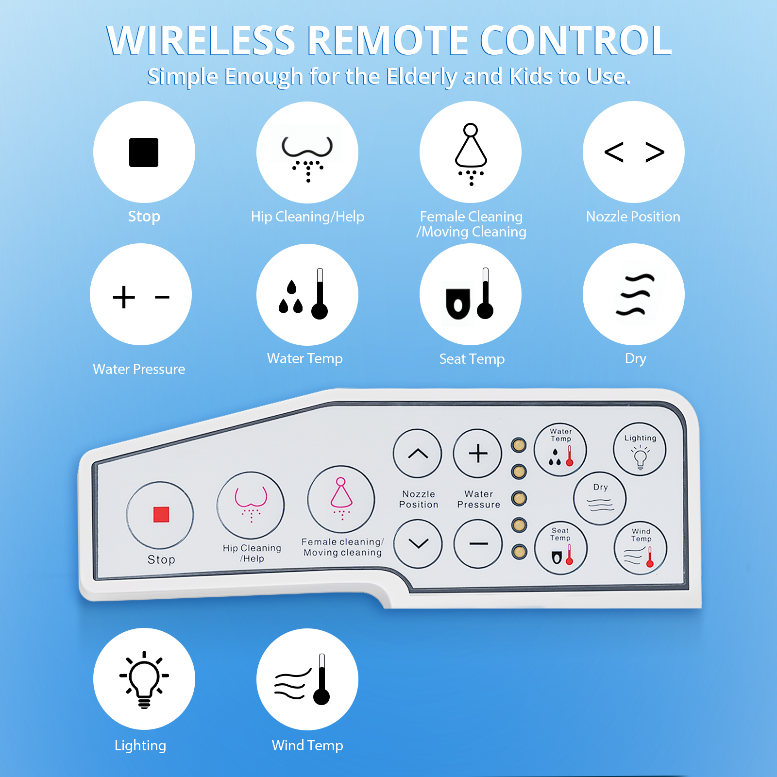 Electric Smart Bidet Toilet Seat Elongated with 4 Water Modes, Heated Toilet Seat with Instant Warm Water and Warm Dryer, Night Light, Slow Close Lid, LED Display, Side Arm Control (Elongated)