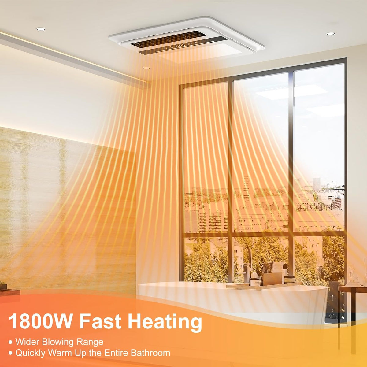 Hawkrown 4 in 1 Bathroom Exhaust Fan with Light, 1760W Heater Fan Light Combo, 190 CFM Bathroom Fan, 1.0 Sone Exhaust Fan with Heater, Light, Ventilation for Home, Bath, Hotel