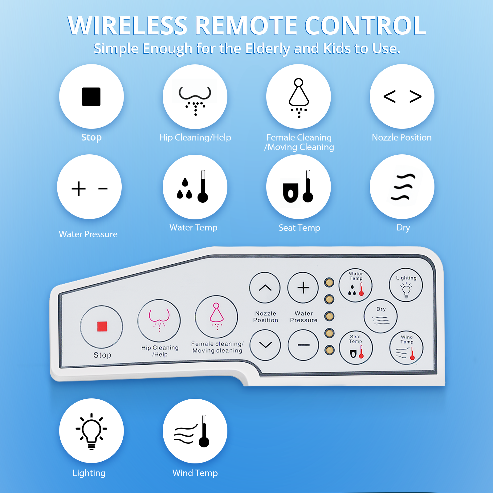 Electric Smart Bidet Toilet Seat Elongated with 4 Water Modes, Heated Toilet Seat with Instant Warm Water and Warm Dryer, Night Light, Slow Close Lid, LED Display, Side Arm Control (Round)