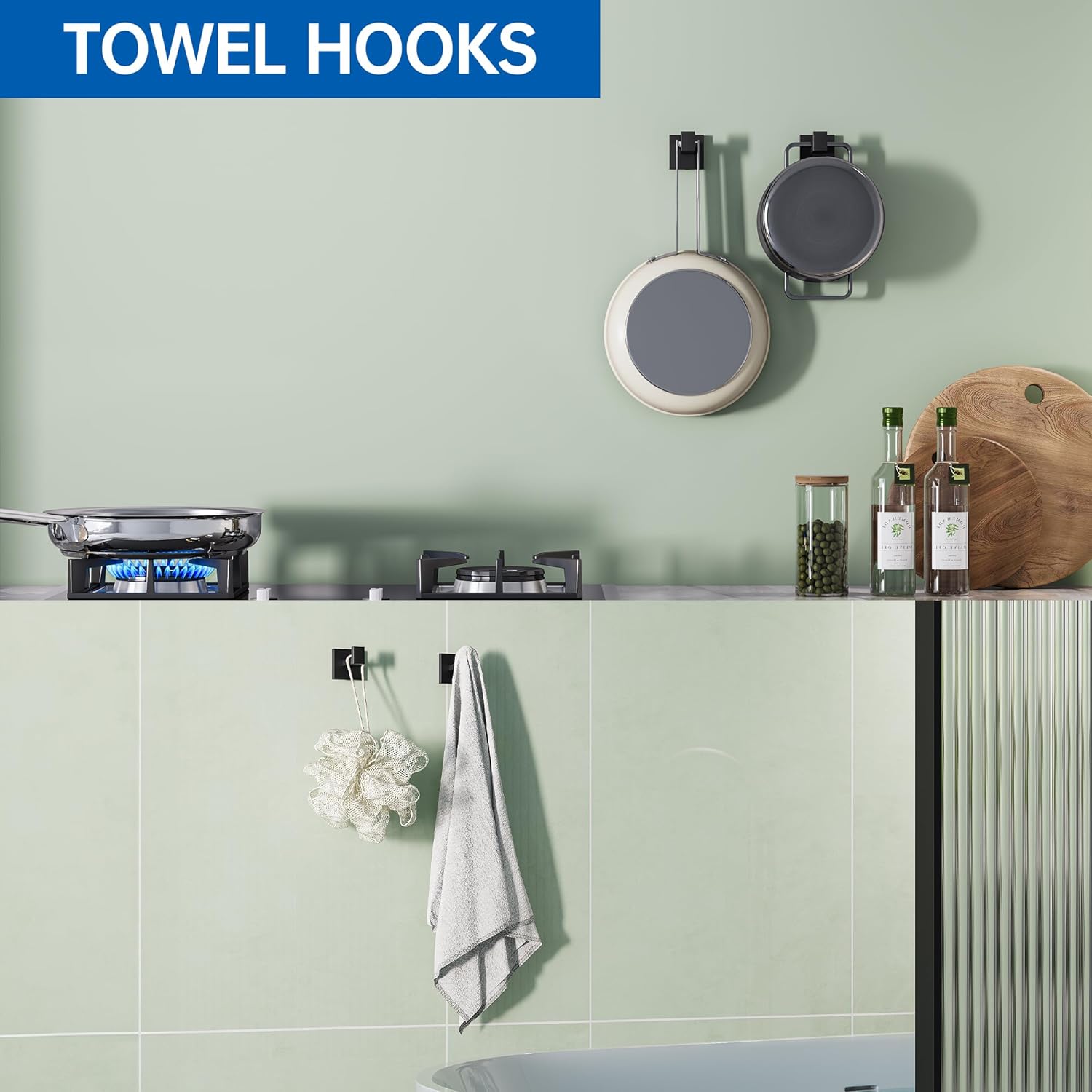10-Pieces Bathroom Hardware Set, SUS304 Stainless Steel Wall Mounted 16 Inch Towel Bar, Toilet Paper Holder, Towel Hooks, Bathroom Towel Bar Set (Matte Black (Type 2), 10 Piece-16 inch)