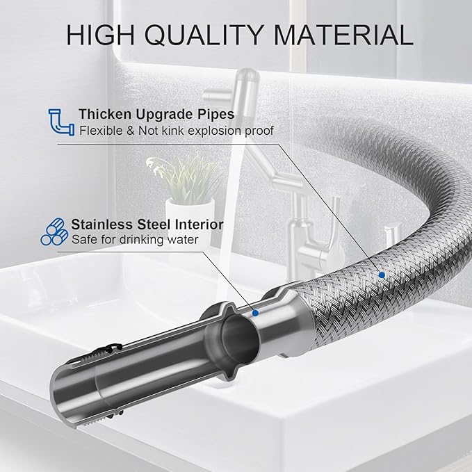 1080° Rotatable Bathroom Faucet, 1 Hole Single Handle with 4 Water Outlet Modes, Swivel Arm Faucet for Bathroom Kitchen and RV (Brushed Gray)