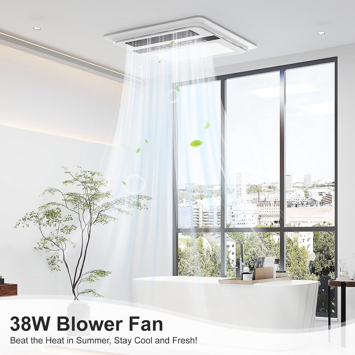Hawkrown 4 in 1 Bathroom Exhaust Fan with Light, 1760W Heater Fan Light Combo, 190 CFM Bathroom Fan, 1.0 Sone Exhaust Fan with Heater, Light, Ventilation for Home, Bath, Hotel