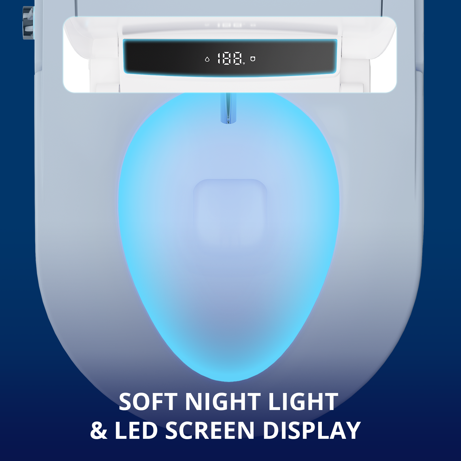 Electric Smart Bidet Toilet Seat, Upgraded Heated Bidet with Adjustable Instant Warm Water and Warm Dryer, Remote Control, Night Light, Slow Close Lid, LED Display (Round)