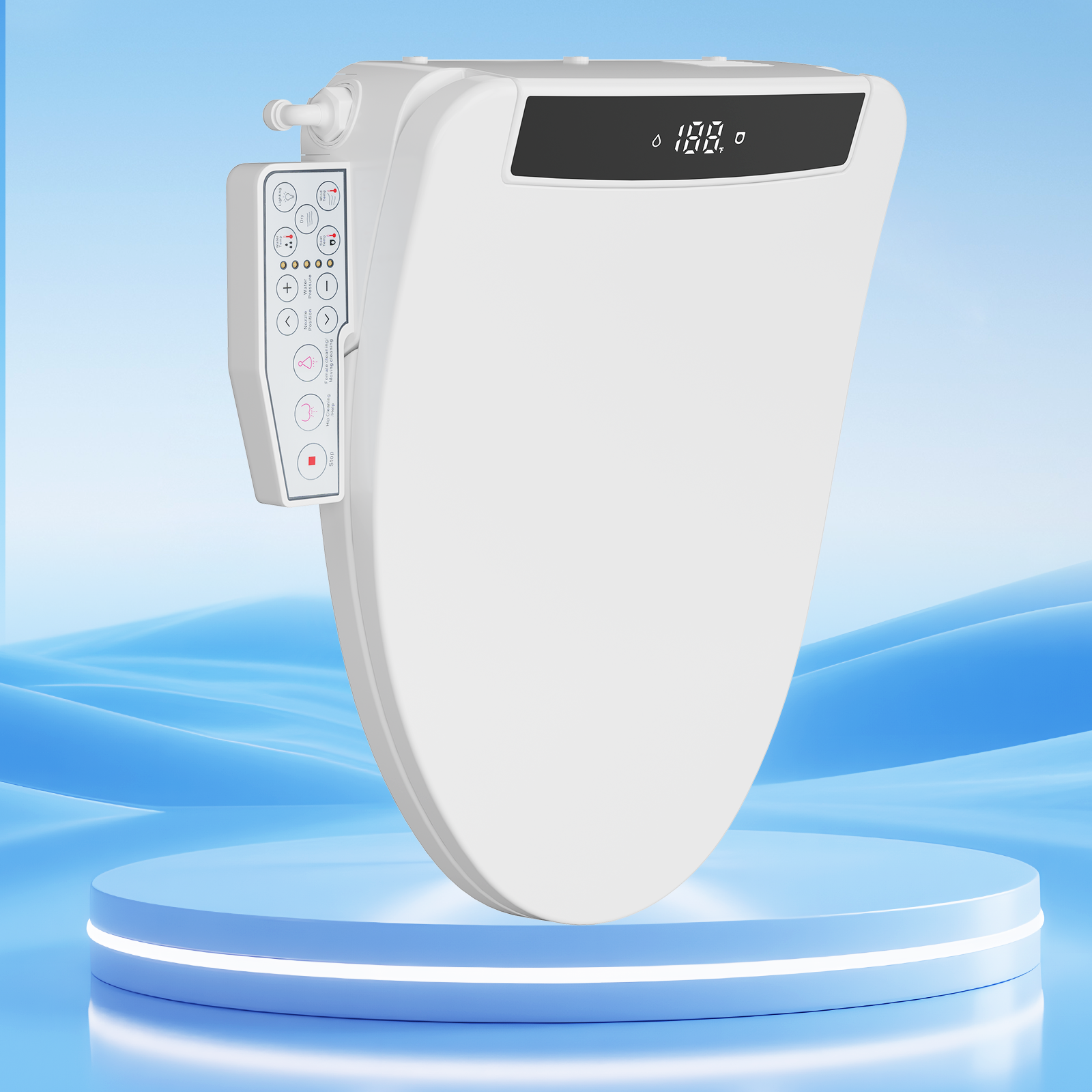 Electric Smart Bidet Toilet Seat Elongated with 4 Water Modes, Heated Toilet Seat with Instant Warm Water and Warm Dryer, Night Light, Slow Close Lid, LED Display, Side Arm Control (Elongated)