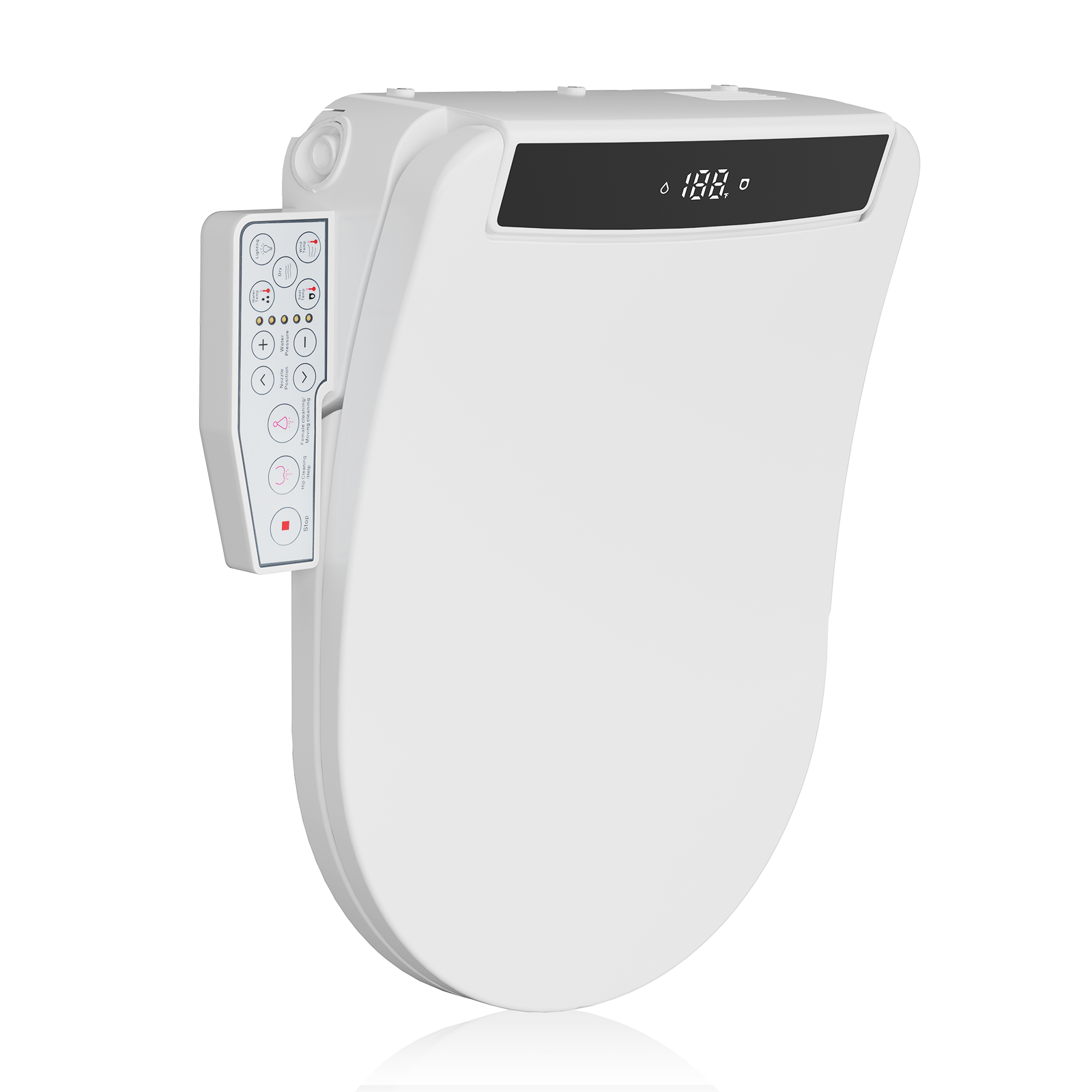 Electric Smart Bidet Toilet Seat Elongated with 4 Water Modes, Heated Toilet Seat with Instant Warm Water and Warm Dryer, Night Light, Slow Close Lid, LED Display, Side Arm Control (Round)