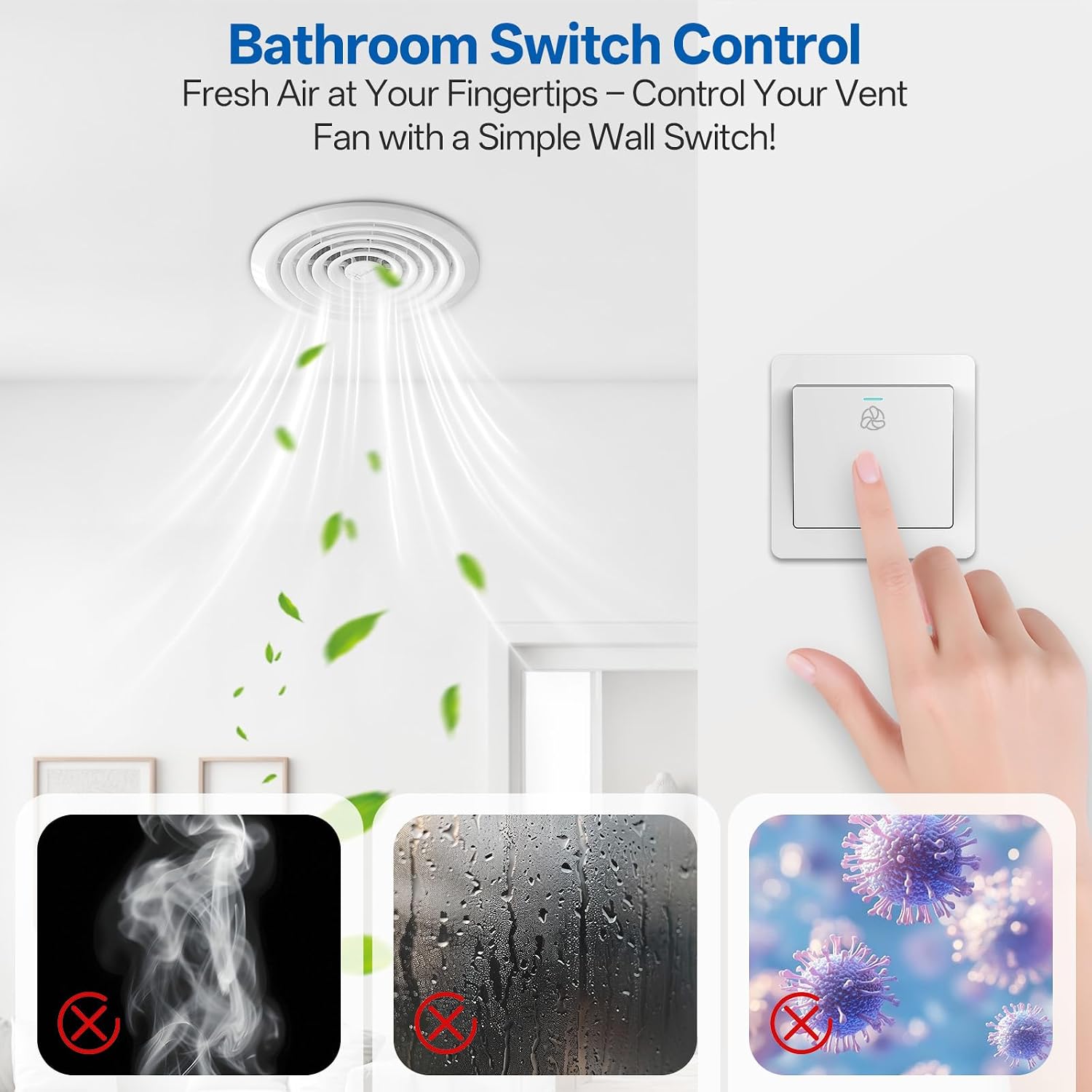 Hawkrown 8 Inch Round Bathroom Exhaust Fan，110 CFM 1 Sone Powerful and Quiet Bathroom Ventilation, Replacement for Mobile Home，Through Wall Vent Fan, Easy Install