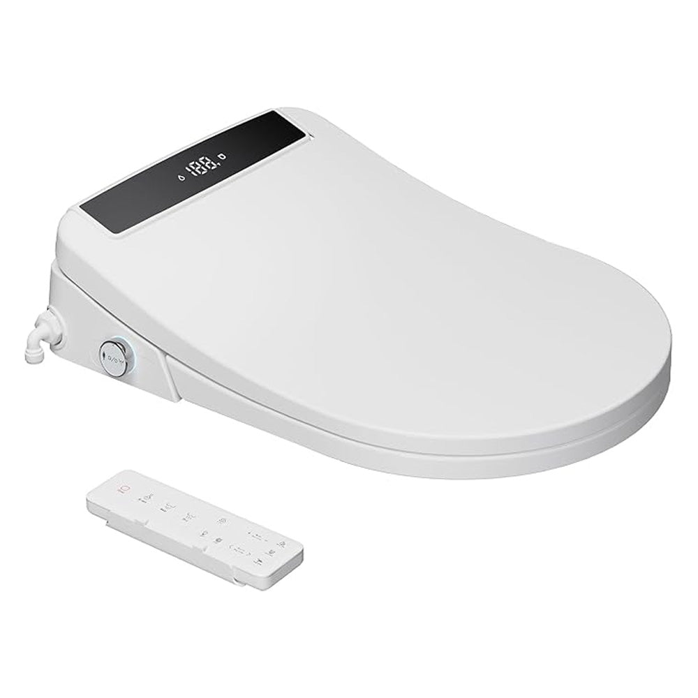 Electric Smart Bidet Toilet Seat, Upgraded Heated Bidet with Adjustable Instant Warm Water and Warm Dryer, Remote Control, Night Light, Slow Close Lid, LED Display (Round)