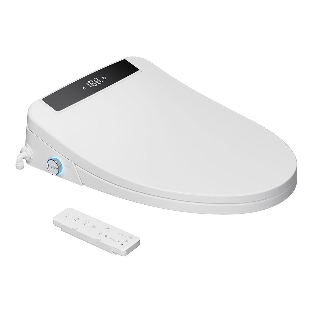 Electric Smart Bidet Toilet Seat, Upgraded Heated Bidet with Adjustable Instant Warm Water and Warm Dryer, Remote Control, Night Light, Slow Close Lid, LED Display (Elongated)