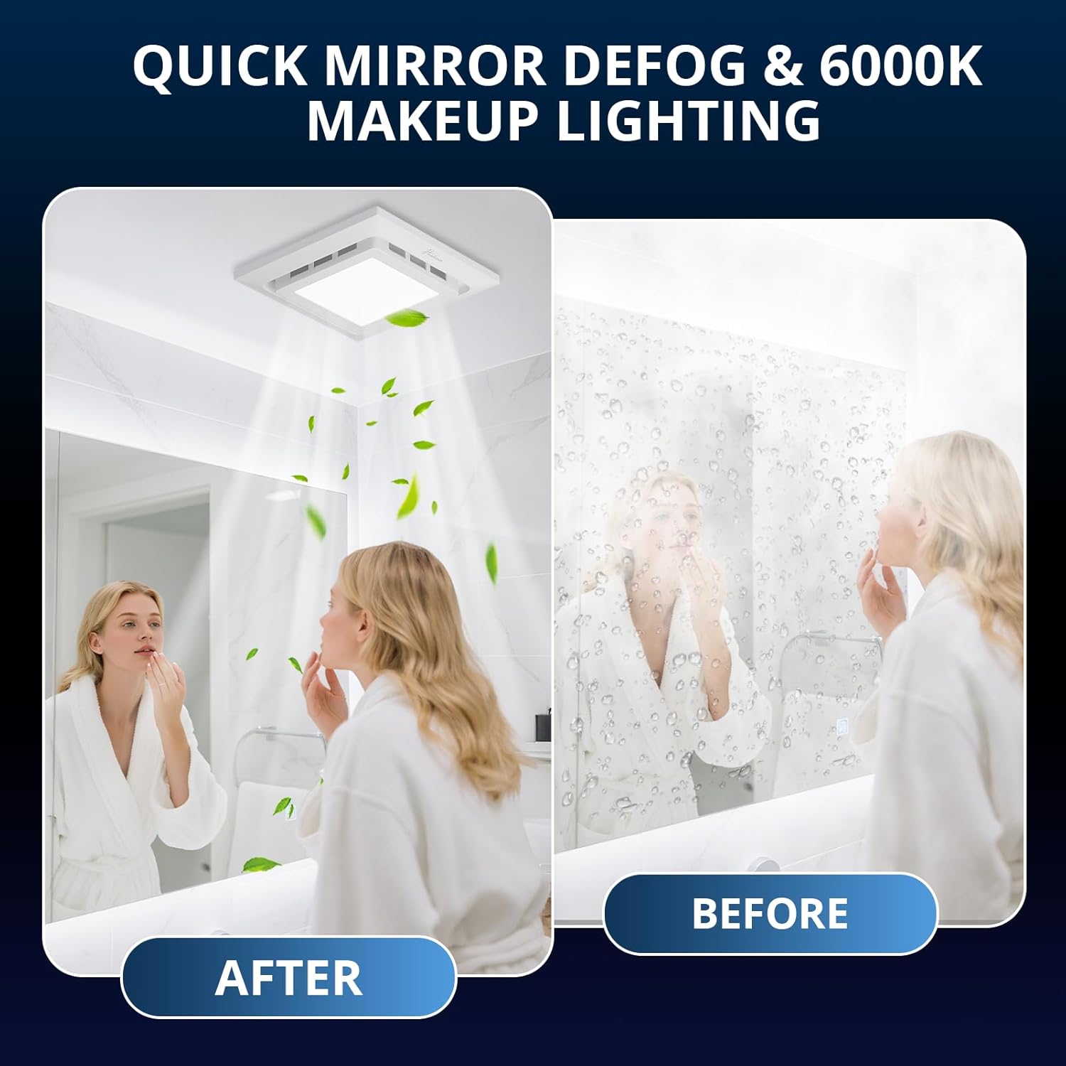 Hawkrown 10" Panel Bathroom Exhaust Fan with Light, 8" x8" Ceiling Opening, 110 CFM Powerful 1.0 Sone Quiet Vent Fan, 2600lm 6000K Color LED Light, Easy to Install, Space Saving Bathroom Ventilation