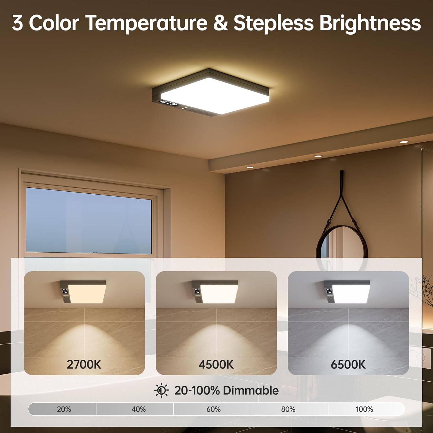 Sliding Exhaust Fan with Bluetooth Speaker, 230 CFM, Humidity & Odor Sensor, 3-Color Temp & RGB Lights, App/Voice/Remote Control, Easy-Clean Dust Filter (Grey)