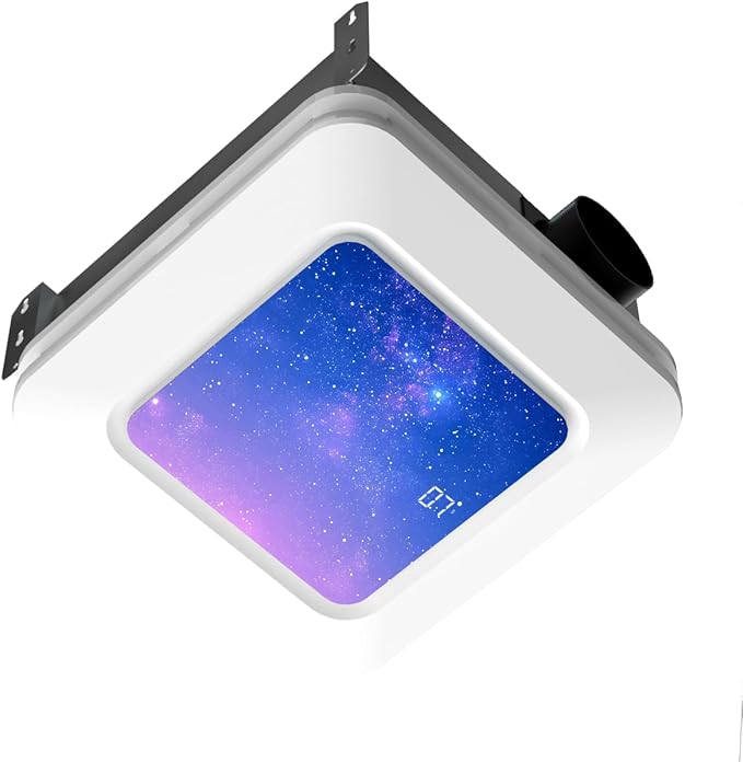 Bathroom Exhaust Fan with Light Humidity Sensor, Bathroom Fan with Humidity Sensor, 230 CFM 1.0 Sone Exhaust Fan, Venlitation Fan with 3CCT LED Light 7 LED Color, Remote Control Easy Install (Stellar Night)