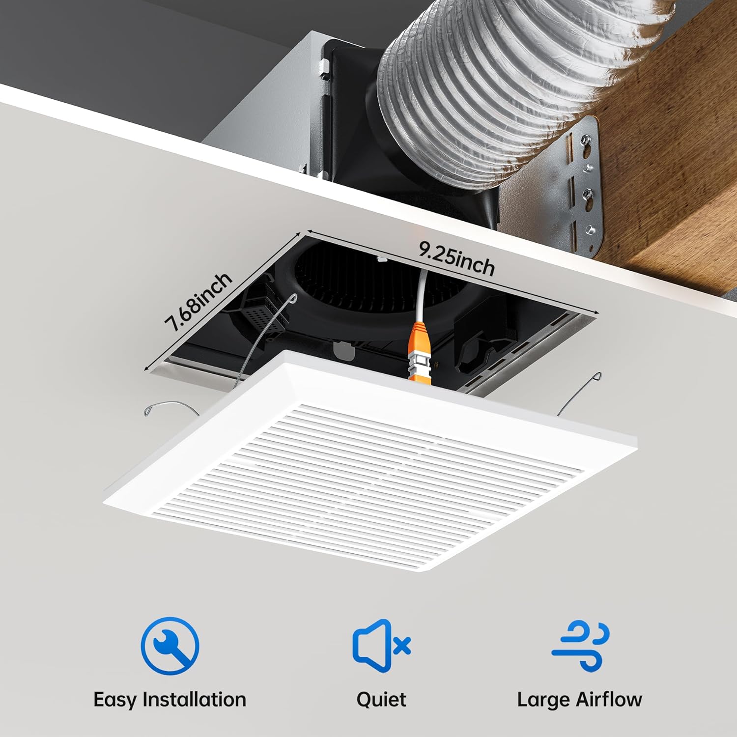 Hawkrown Bathroom Exhaust Fan with Quiet 1.0 Sone Operation, 110 CFM Ceiling Ventilation Fan, Metal Housing, Easy Install, No Attic Access Required, Wall Switch Control