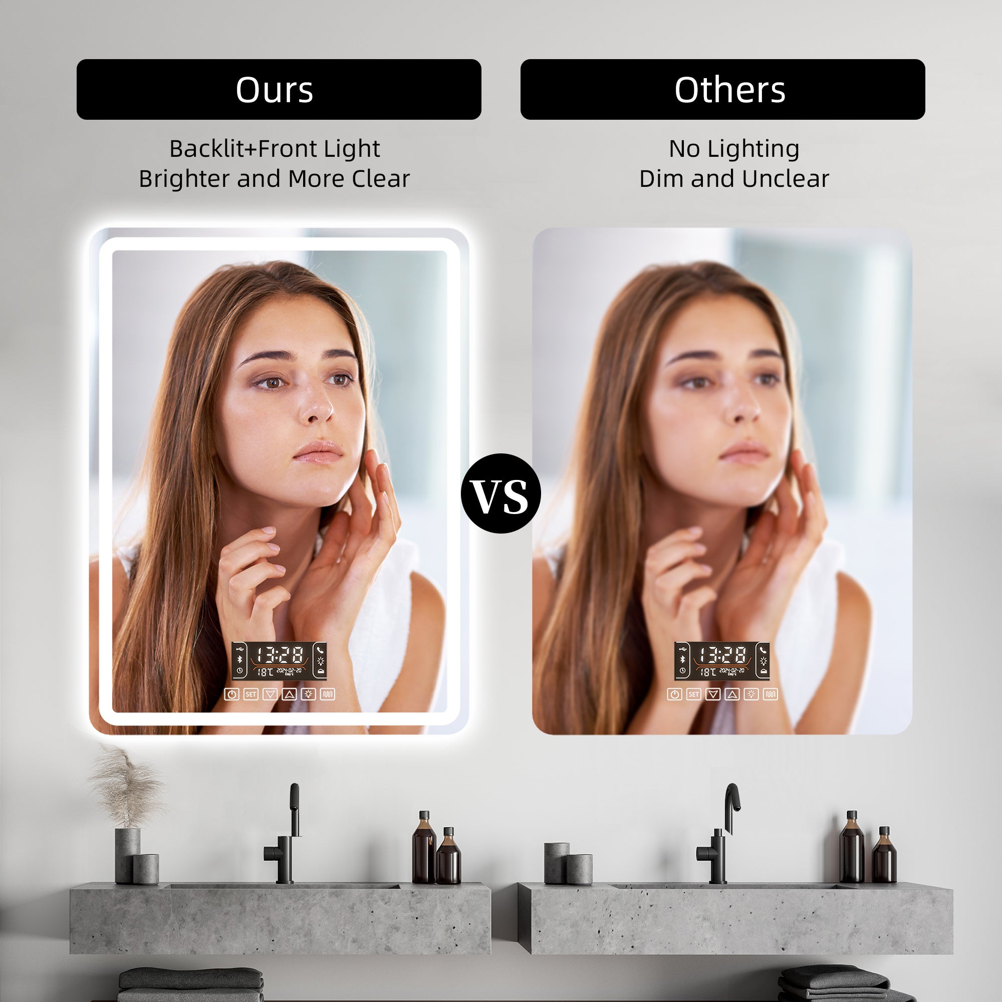 Smart Bathroom Mirror with Bluetooth Speaker