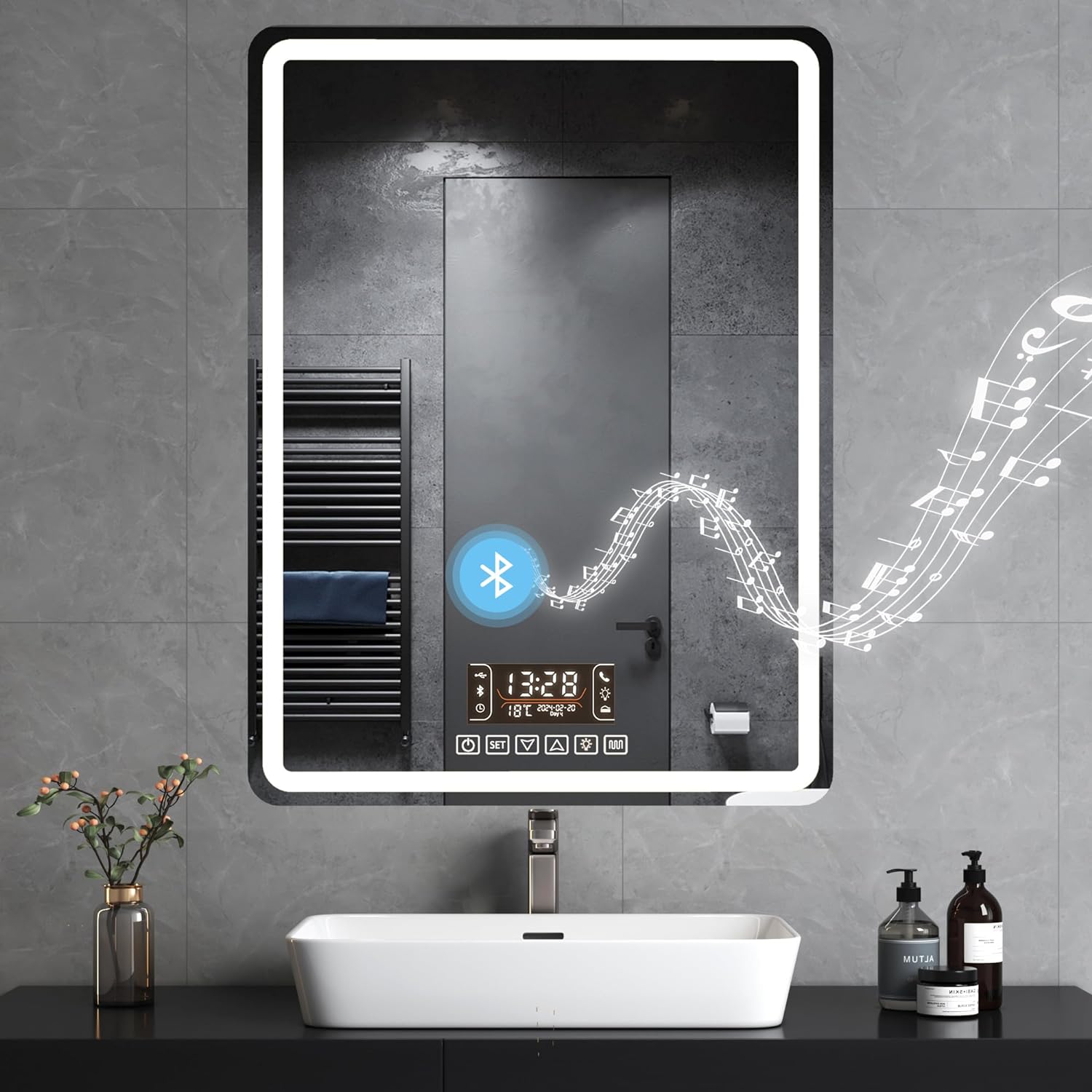 Smart Bathroom Mirror with Bluetooth Speaker