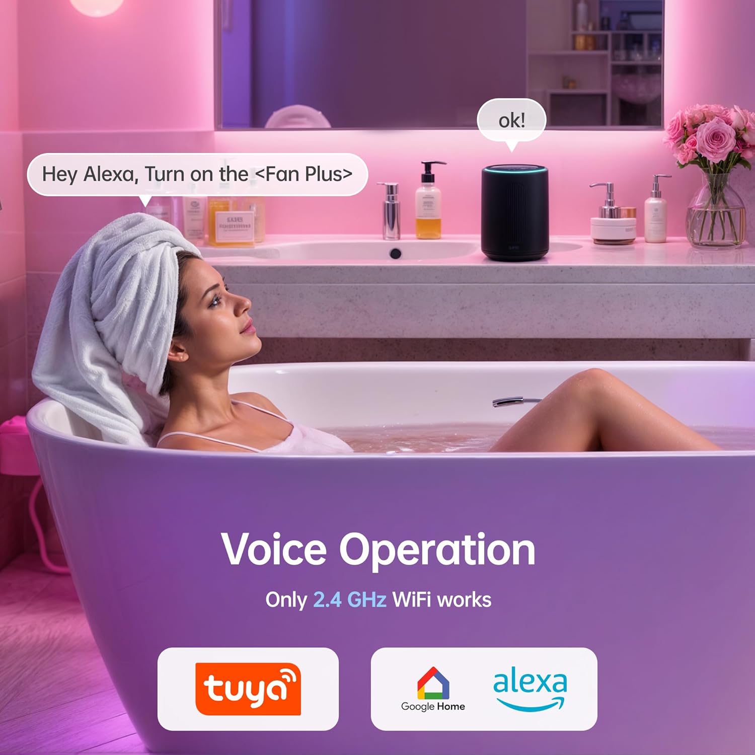 Sliding Exhaust Fan with Bluetooth Speaker, 230 CFM, Humidity & Odor Sensor, 3-Color Temp & RGB Lights, App/Voice/Remote Control, Easy-Clean Dust Filter (Grey)