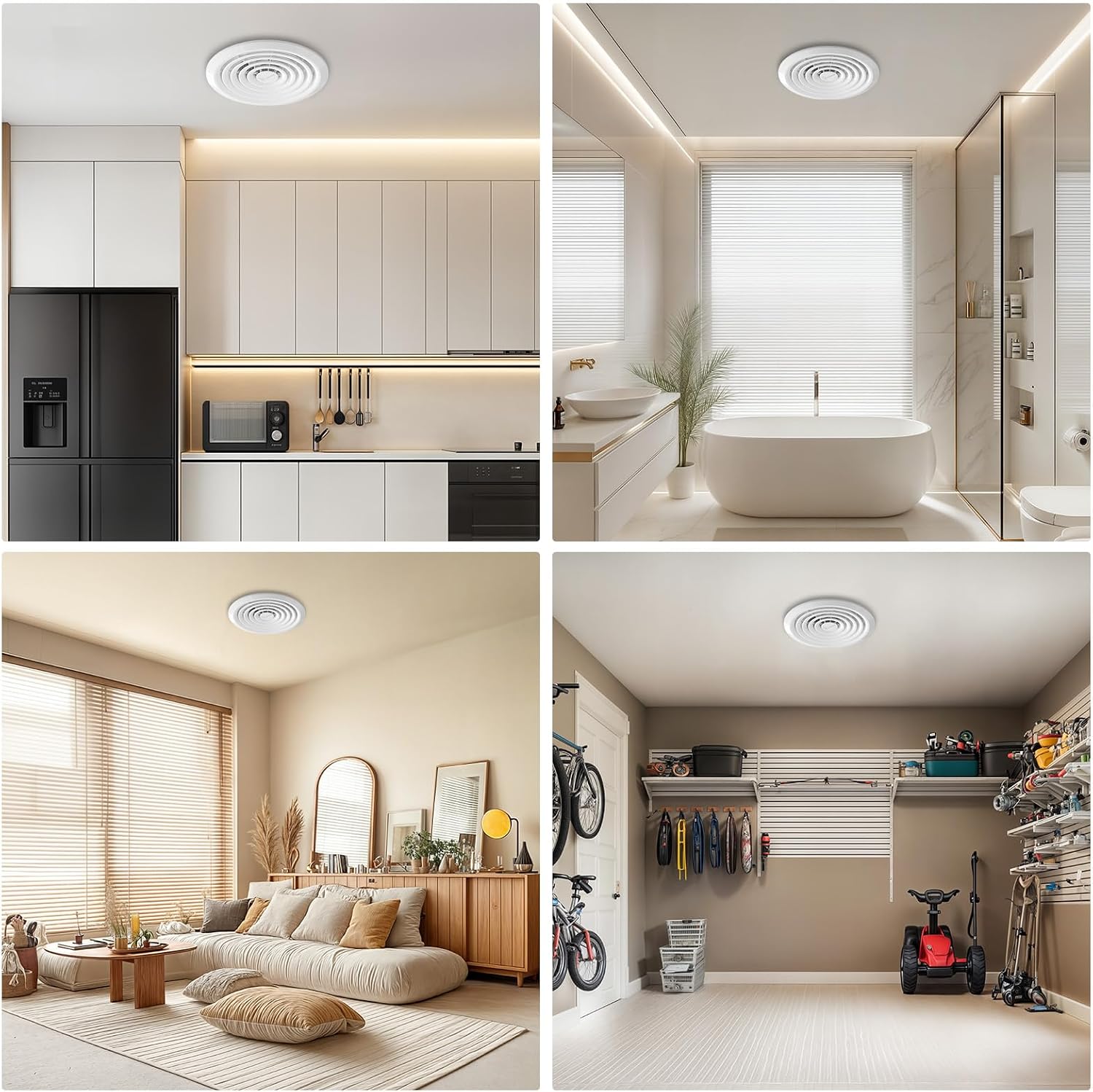 Hawkrown 8 Inch Round Bathroom Exhaust Fan，110 CFM 1 Sone Powerful and Quiet Bathroom Ventilation, Replacement for Mobile Home，Through Wall Vent Fan, Easy Install