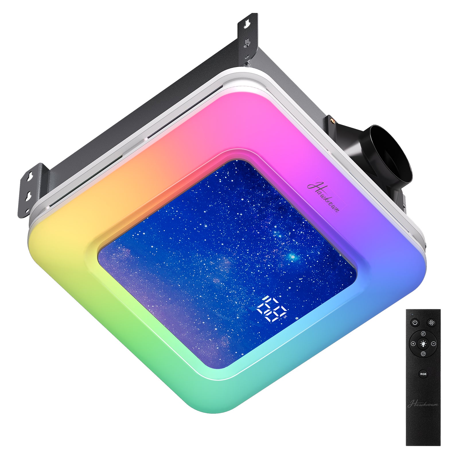 Bathroom Exhaust Fan with Light Humidity Sensor, Bathroom Fan with Humidity Sensor, 230 CFM 1.0 Sone Exhaust Fan, Venlitation Fan with 3CCT LED Light 7 LED Color, Remote Control Easy Install (Stellar Night)