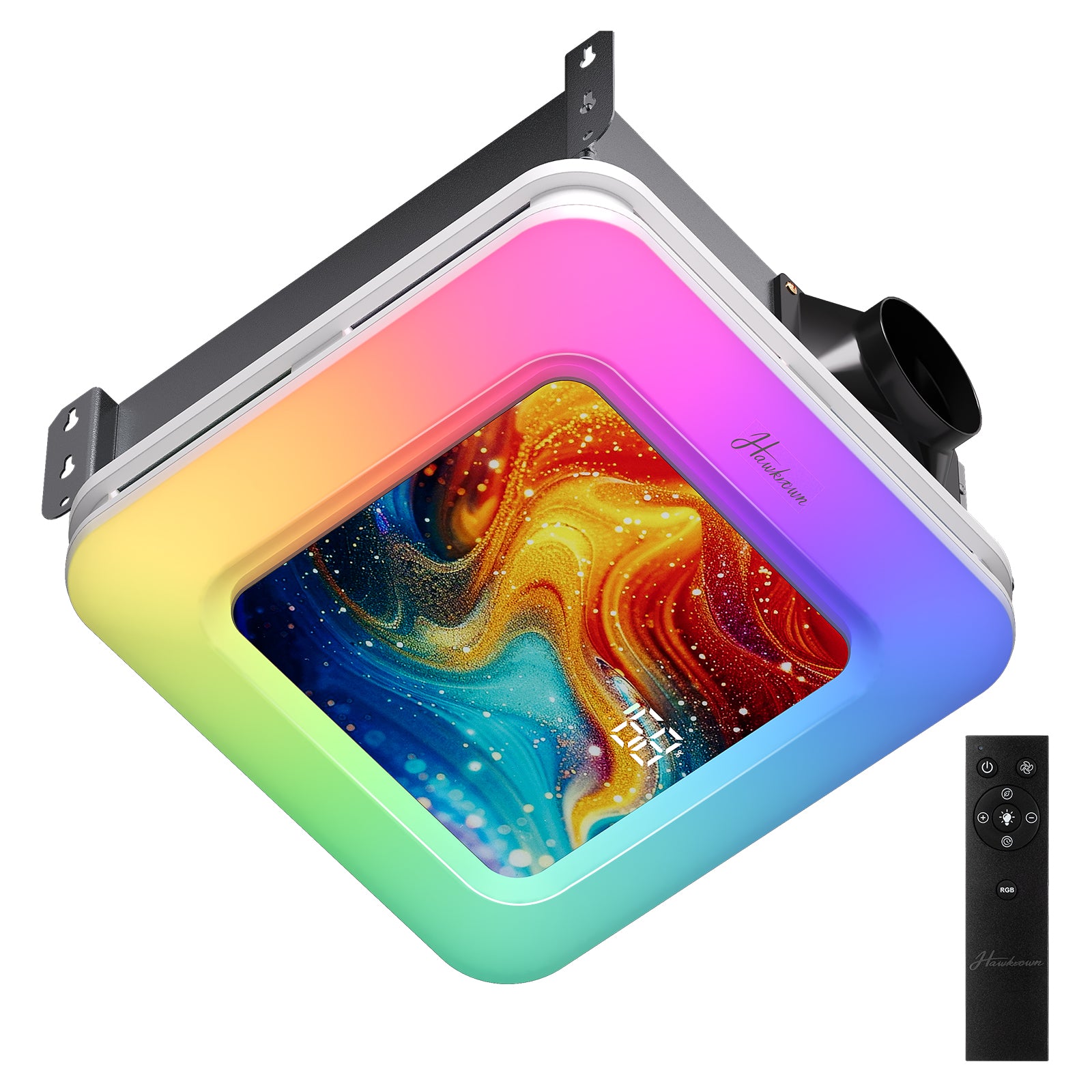 Bathroom Exhaust Fan with Light Humidity Sensor, Bathroom Fan with Humidity Sensor, 230 CFM 1.0 Sone Exhaust Fan, Venlitation Fan with 3CCT LED Light 7 LED Color, Remote Control Easy Install (Aurora Iridescence)