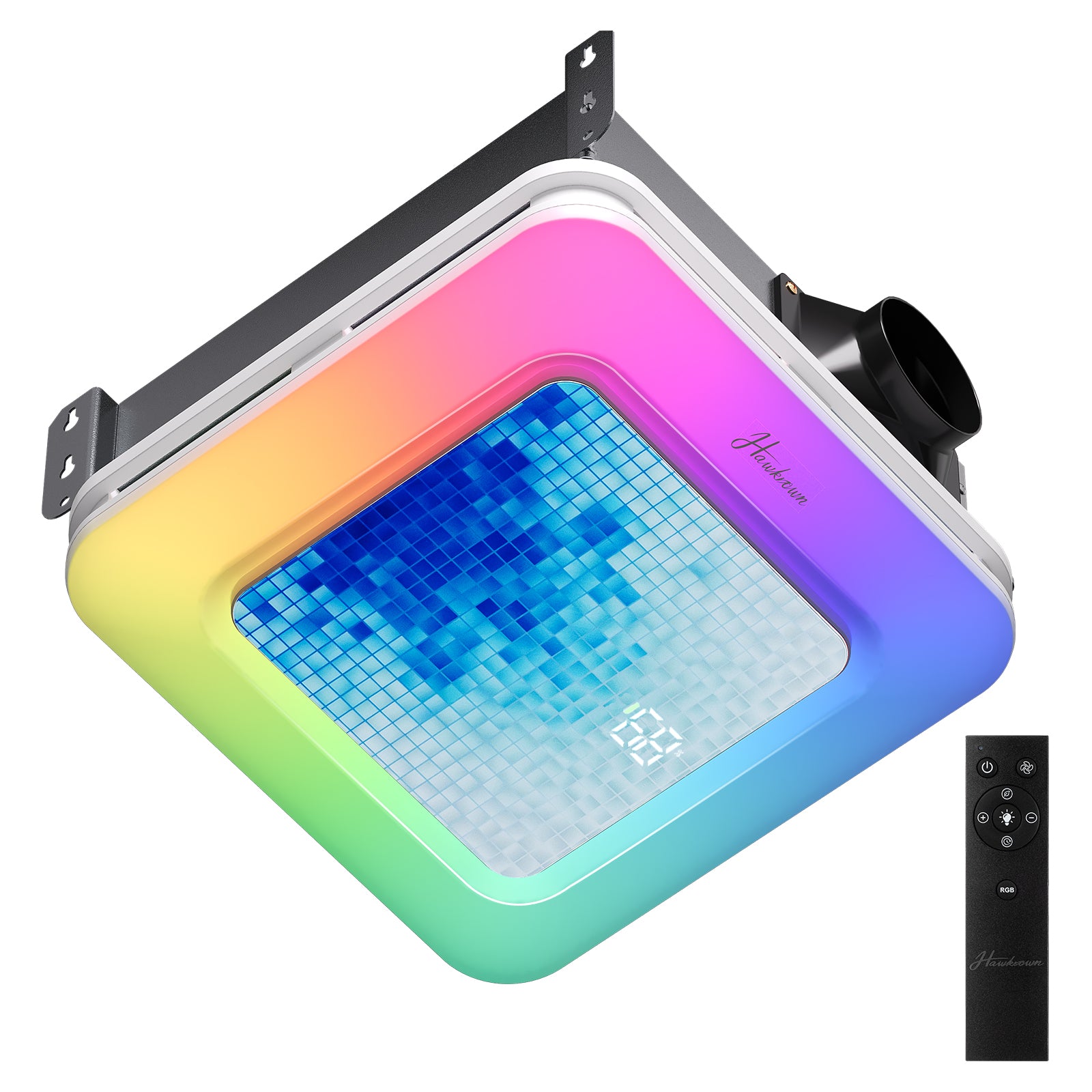 Bathroom Exhaust Fan with Light Humidity Sensor, Bathroom Fan with Humidity Sensor, 230 CFM 1.0 Sone, 3CCT LED Light 7 LED Color, Remote Control Easy Install (Azure Mosaic)
