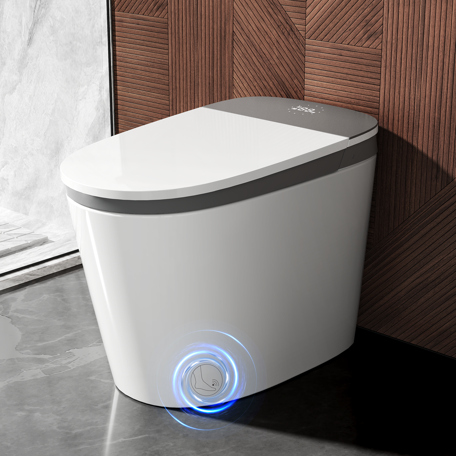 Smart Bidet Toilet, Auto Open/Close Lid, Auto Flush, Built in Tank with Boost Pump, 1000 Gram MaP Flushing Score, Elongated Heated Seat, UV Purified Water Wash and Cleaning Foam Dispenser