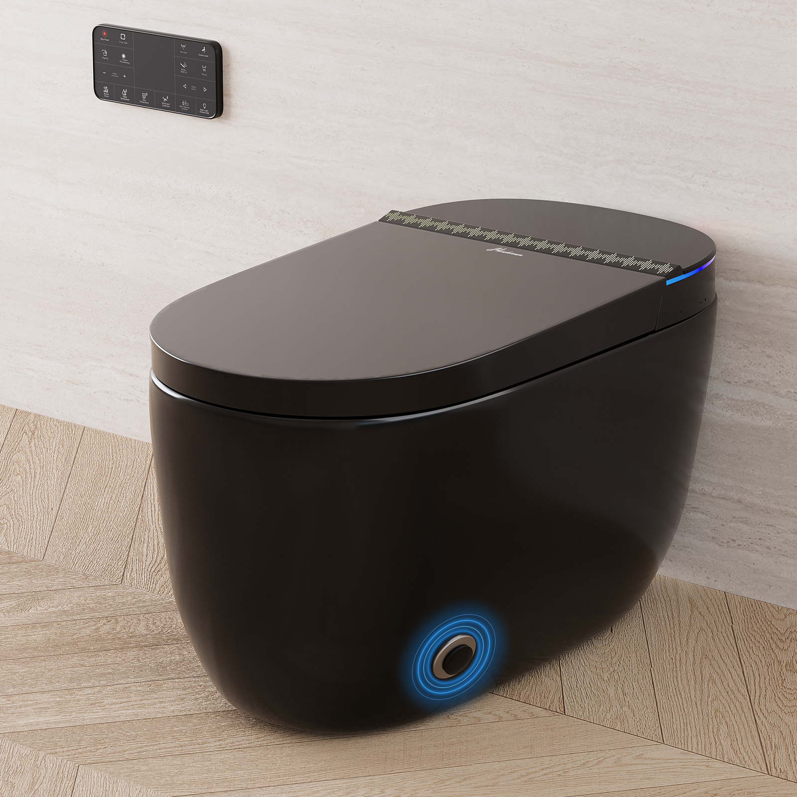 Black Smart Toilet with Bidet Built in, Built in Tank with Boost Pump Flush, Auto Open/Close Lid, Foot Sensor Operation, ADA Comfort Height and Heat Seat, Instant Warm Water and Dryer